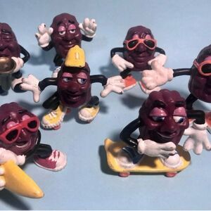 7- 1987-88 CARB California Raisen Figures, Surfer, Skateboarder, Sax Player ++